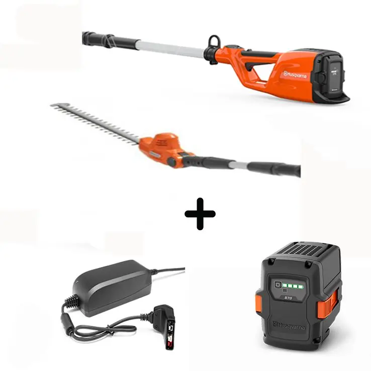 Combi sur perche 120ITK4-P avec tête taille haies HK4 + Batterie 40-B70 + Chargeur 40-C80 Husqvarna Commander Maintenant