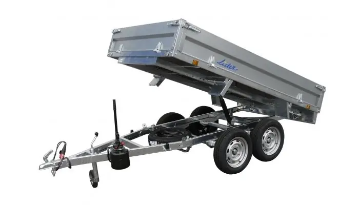 Pas Cher Remorque benne 253x147x30 double essieux non freinée + flexi pump 39560FP Lider