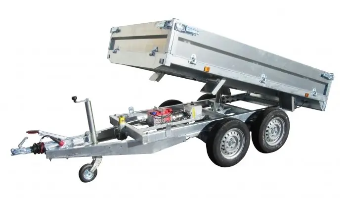 Remorque benne 256x148x30 double essieux freinée pompe élect. 39600PE Lider Vente Flash