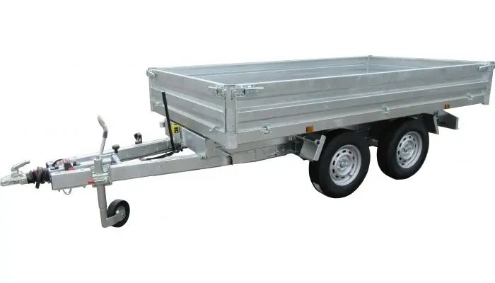 Vente Flash Remorque benne 322x170x35 double essieux freinée pompe élect. 39612PE Lider