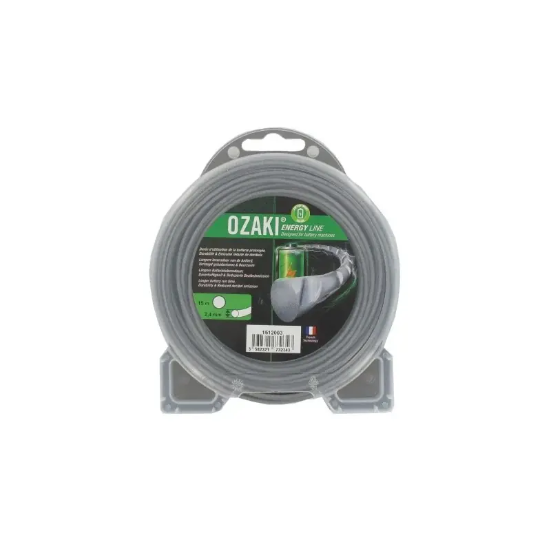 Coque fil nylon ondulé rond Diamètre 2,4mm OZAKI ENERGY LINE (15m) Vente Directe