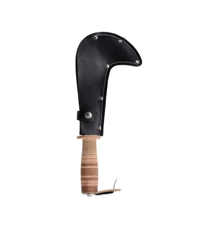 260202 – Serpe de chasseur manche cuir avec étui (0,45kg) manche bois avec revêtement cuir Meilleur Prix